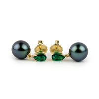 Tahitian Pearl & Emerald Sirène Earrings