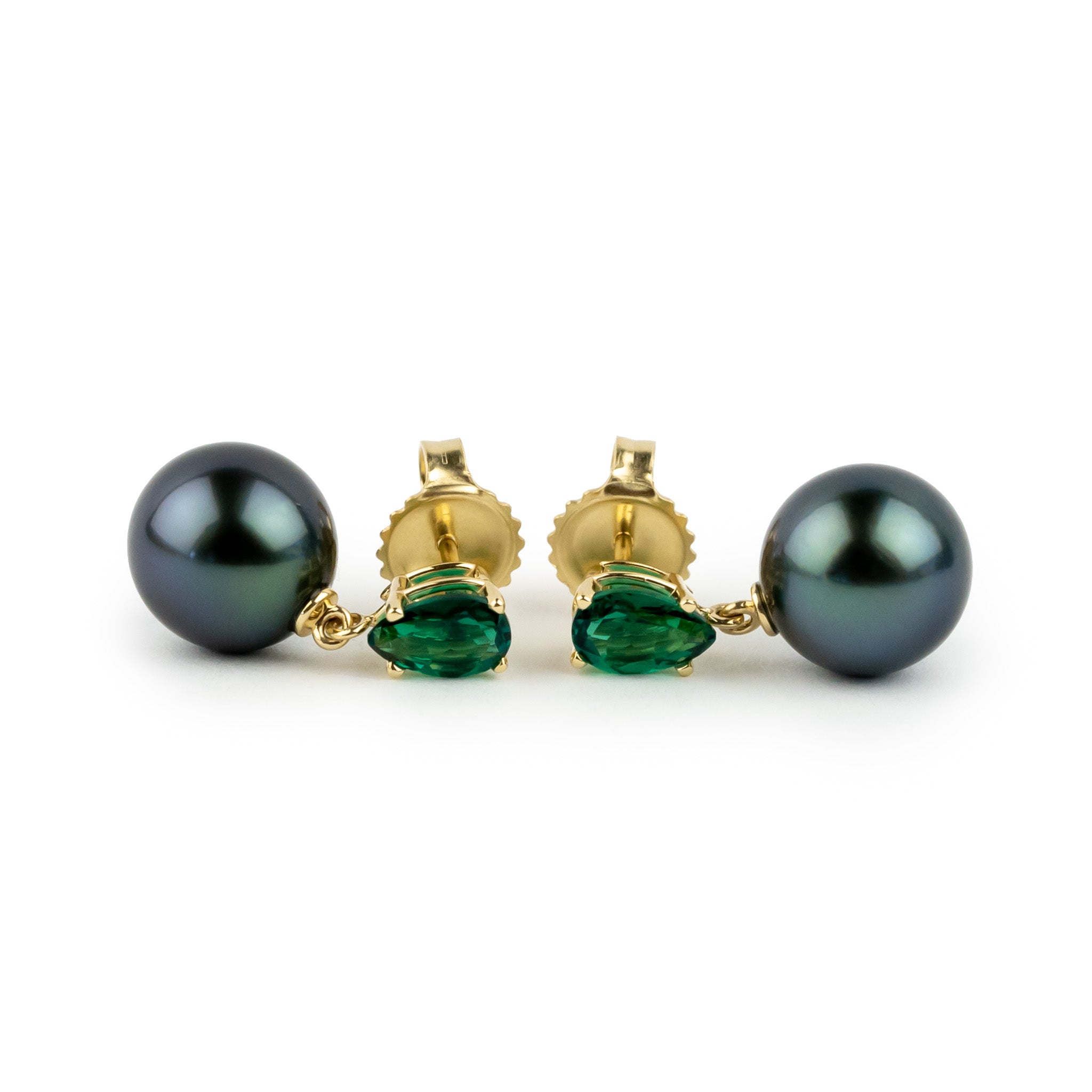 Tahitian Pearl & Emerald Sirène Earrings