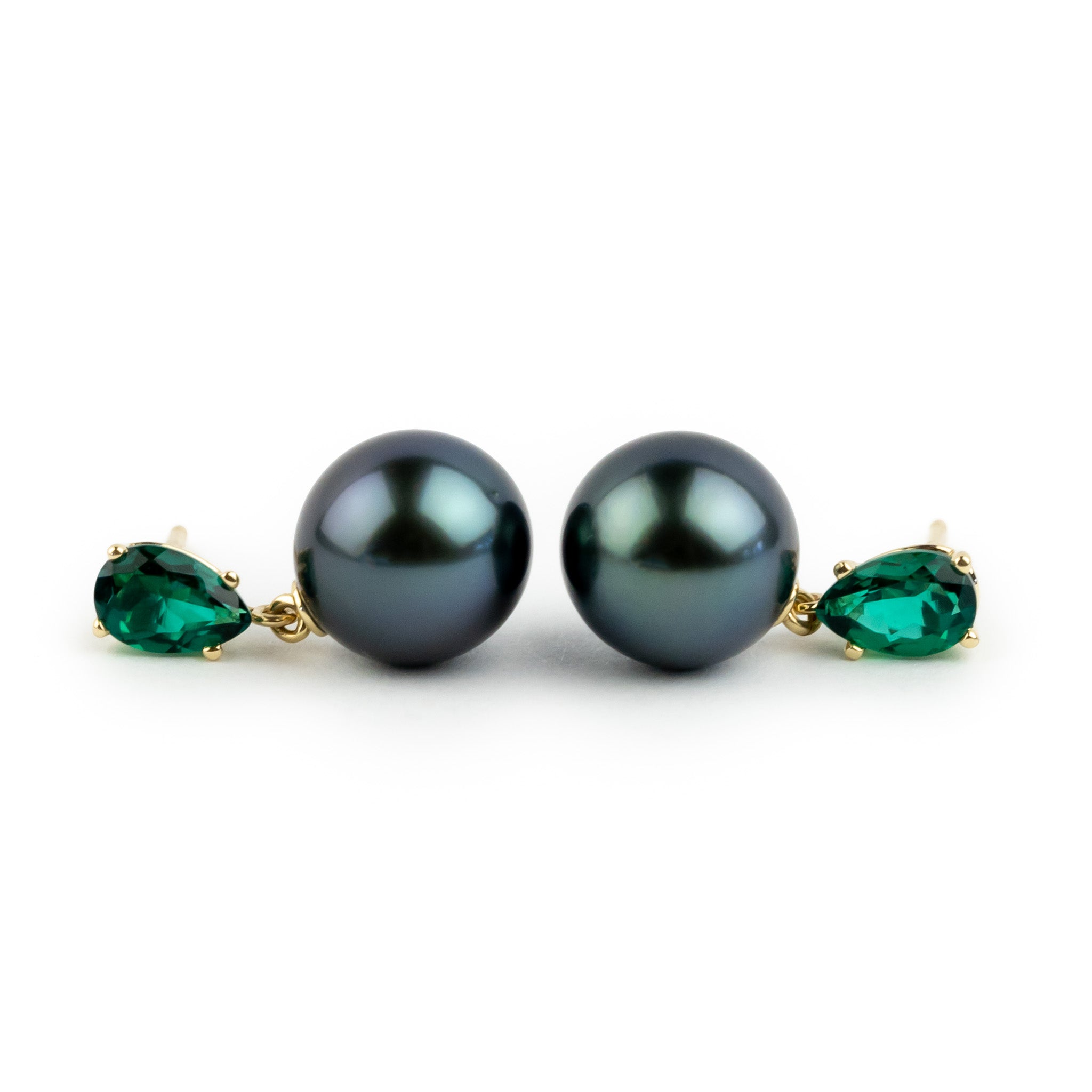 Tahitian Pearl & Emerald Sirène Earrings