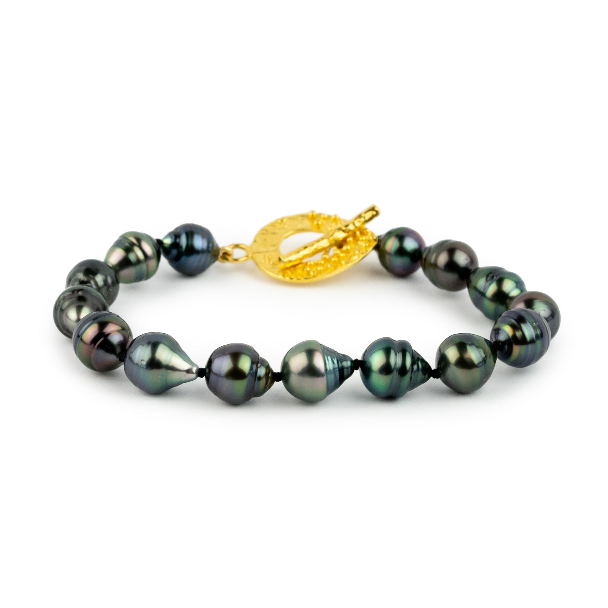 Harlequin Green 7.5-8.9mm Circled Tahitian Pearl Bracelet