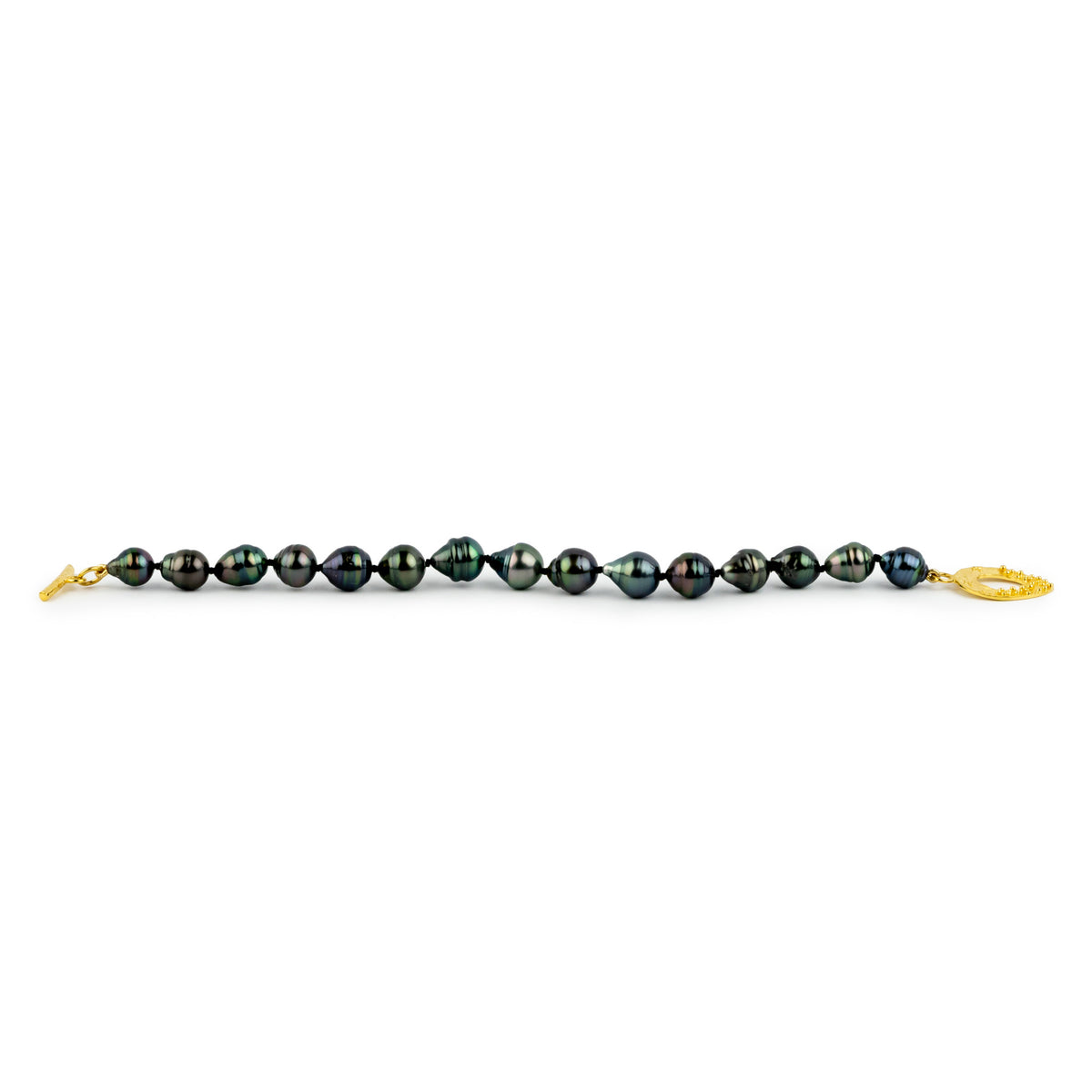 Harlequin Green 7.5-8.9mm Circled Tahitian Pearl Bracelet