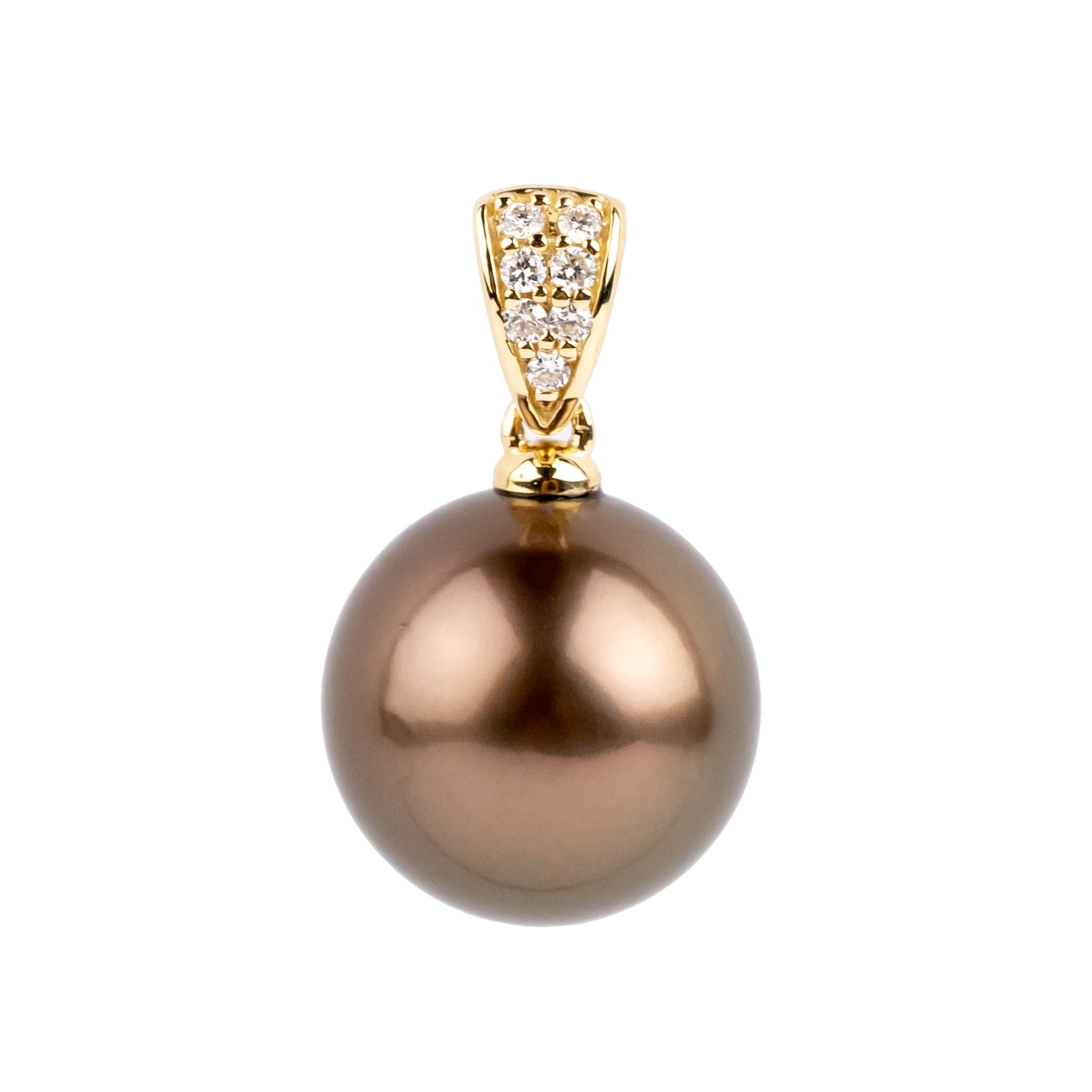 Tahitian Pearl & Diamond 13.2mm Maia Pendant on 14K Yellow Gold