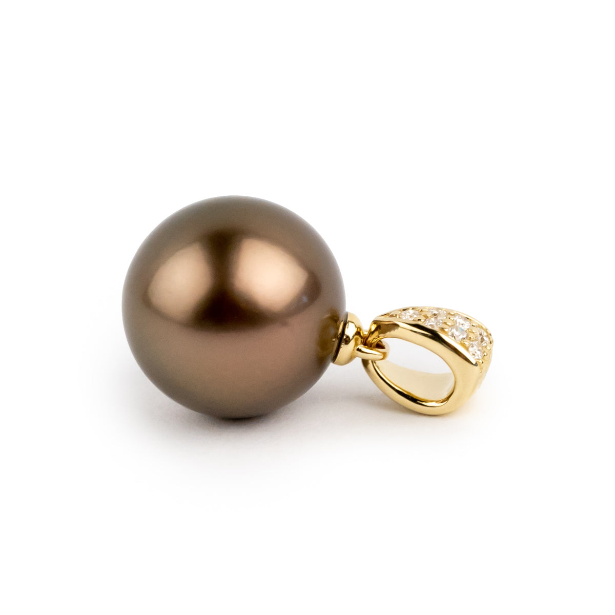 Tahitian Pearl & Diamond 13.2mm Maia Pendant on 14K Yellow Gold