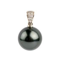 Tahitian Pearl & Diamond 13.8mm Maia Pendant on 14K White Gold