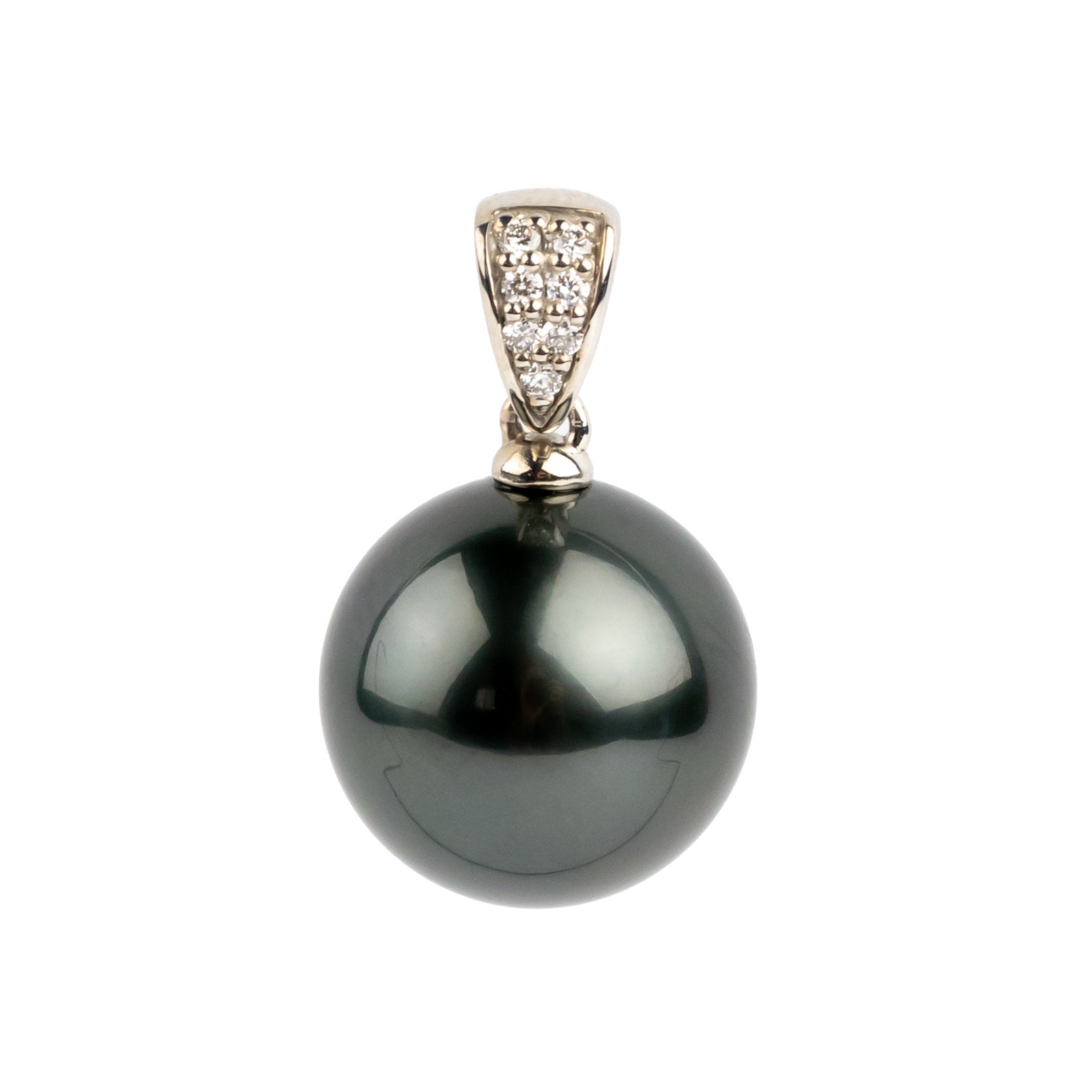 Tahitian Pearl & Diamond 13.8mm Maia Pendant on 14K White Gold
