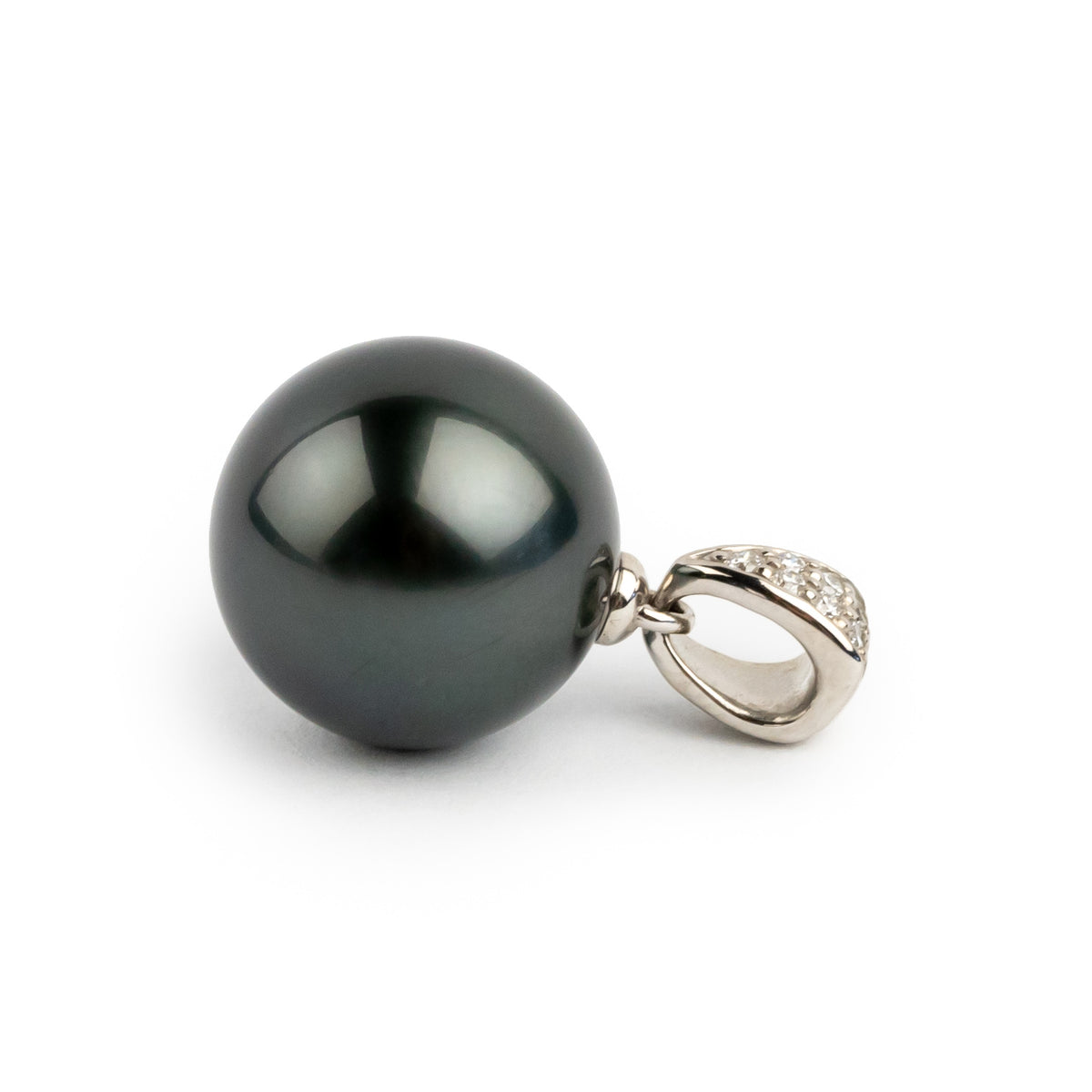 Tahitian Pearl & Diamond 13.8mm Maia Pendant on 14K White Gold