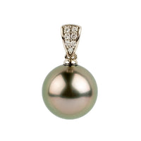 Tahitian Pearl & Diamond 12.6mm Maia Pendant on 14K White Gold