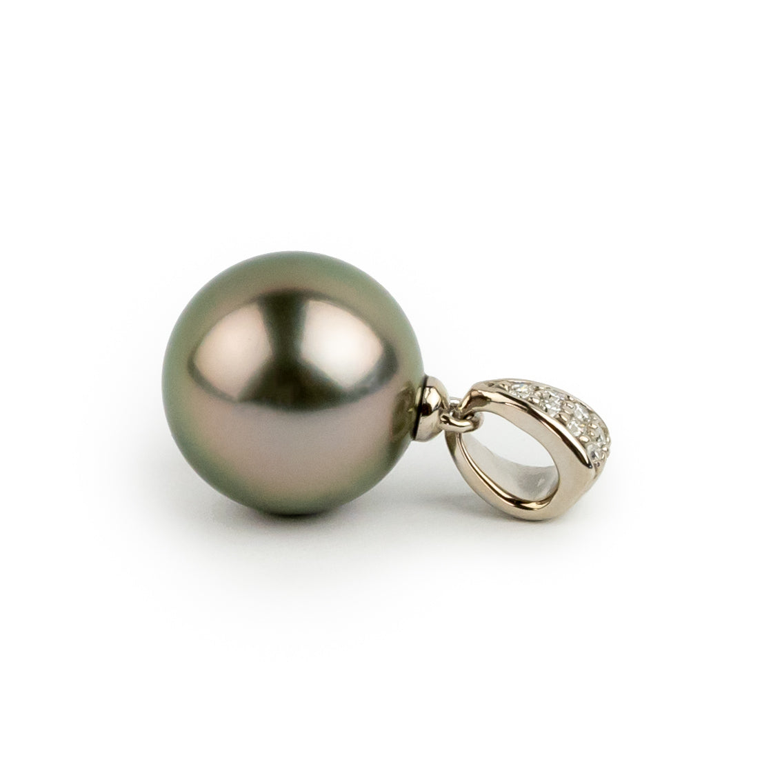 Tahitian Pearl & Diamond 12.6mm Maia Pendant on 14K White Gold