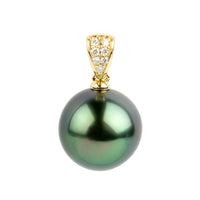 Tahitian Pearl & Diamond 13.7mm Maia Pendant on 14K Yellow Gold