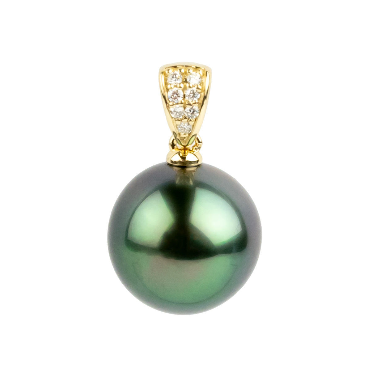 Tahitian Pearl & Diamond 13.7mm Maia Pendant on 14K Yellow Gold