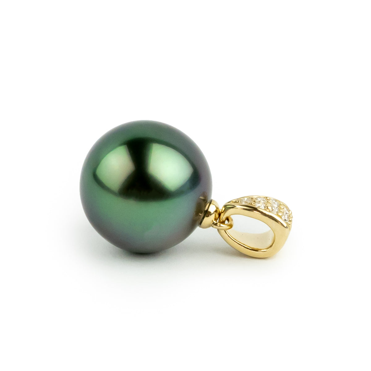 Tahitian Pearl & Diamond 13.7mm Maia Pendant on 14K Yellow Gold