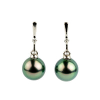 Tahitian Pearl & Diamond Stella Earrings on 14K White Gold
