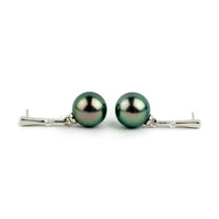 Tahitian Pearl & Diamond Stella Earrings on 14K White Gold