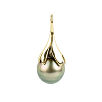 Golden Pink Green 9.5mm Drop Tahitian Pearl Pendant