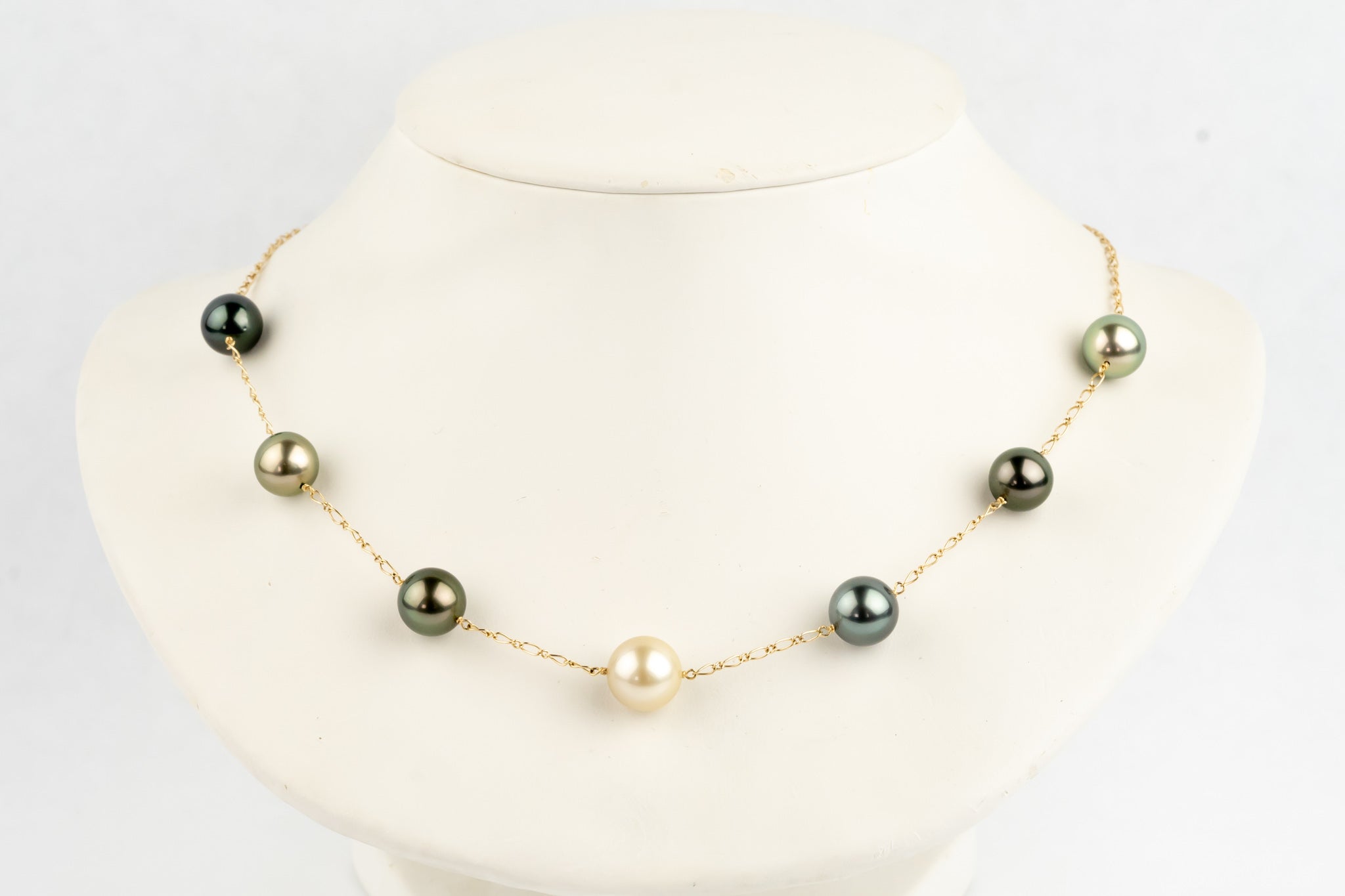 Aurora Tin-Cup Tahitian Pearl Necklace on 14K Yellow Gold