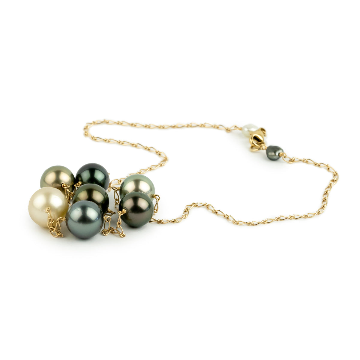 Aurora Tin-Cup Tahitian Pearl Necklace on 14K Yellow Gold