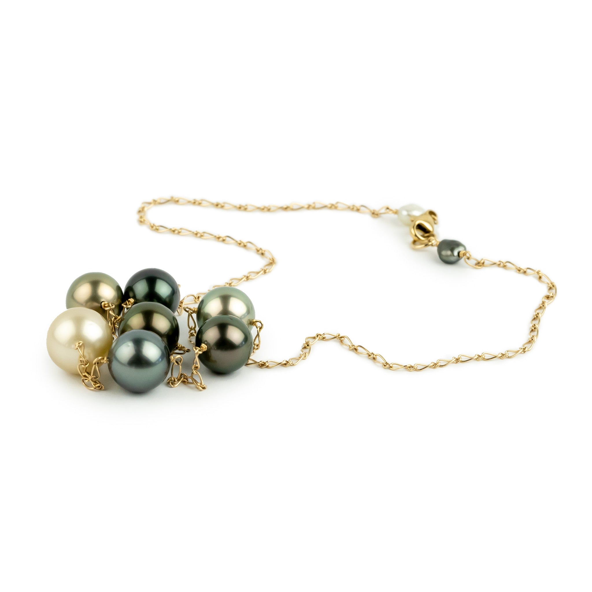 Aurora Tin-Cup Tahitian Pearl Necklace on 14K Yellow Gold