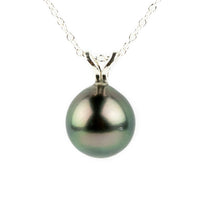 Pink Green 9.3mm Tahitian Pearl I'a Necklace on Sterling Silver
