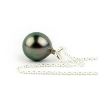 Pink Green 9.3mm Tahitian Pearl I'a Necklace on Sterling Silver