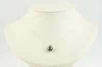 Pink Green 9.3mm Tahitian Pearl I'a Necklace on Sterling Silver