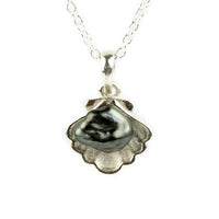 Tahitian Keshi Pearl Sterling Silver Seashell Necklace