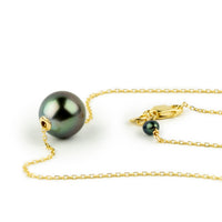 Chromatic Twilight 9.2mm Tahitian Pearl Solitaire Necklace on 14K Yellow Gold