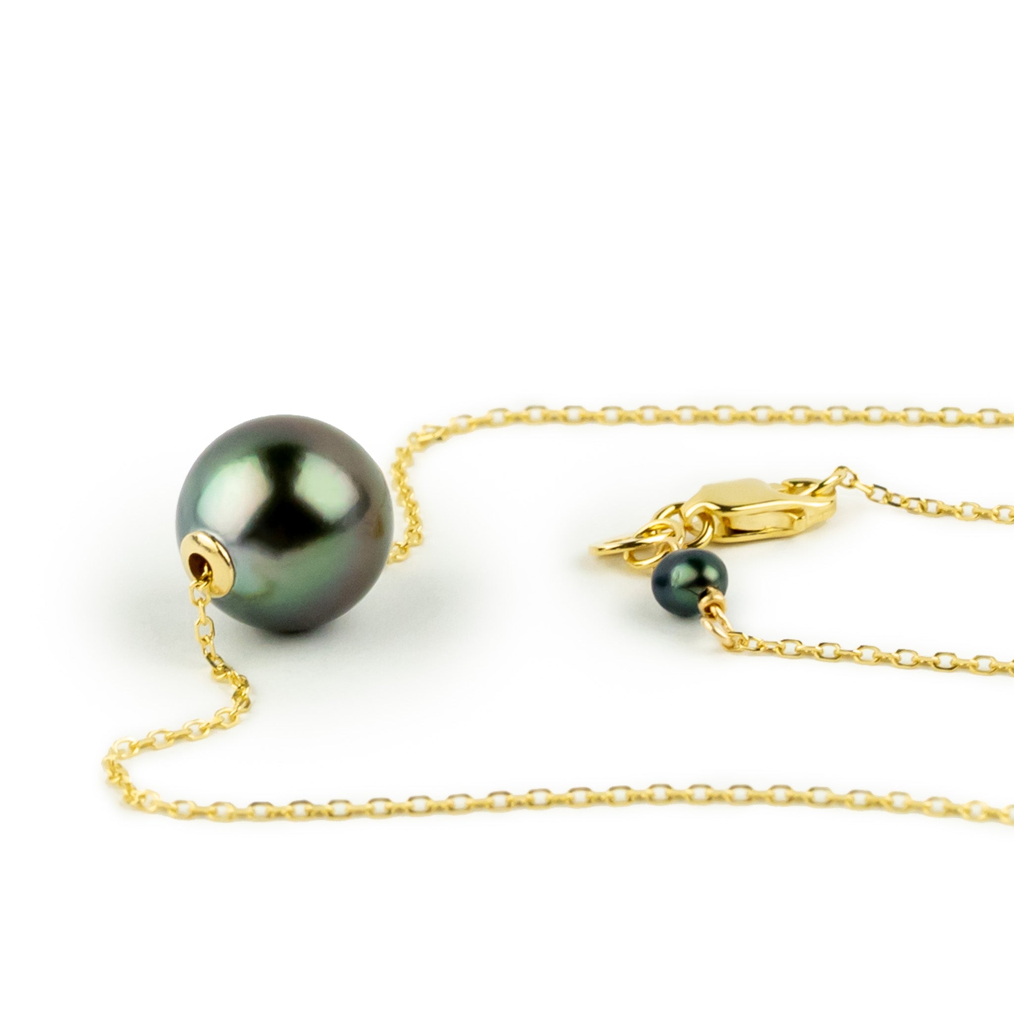 Chromatic Twilight 9.2mm Tahitian Pearl Solitaire Necklace on 14K Yellow Gold