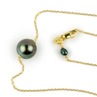 Chromatic Twilight 9.2mm Tahitian Pearl Solitaire Necklace on 14K Yellow Gold