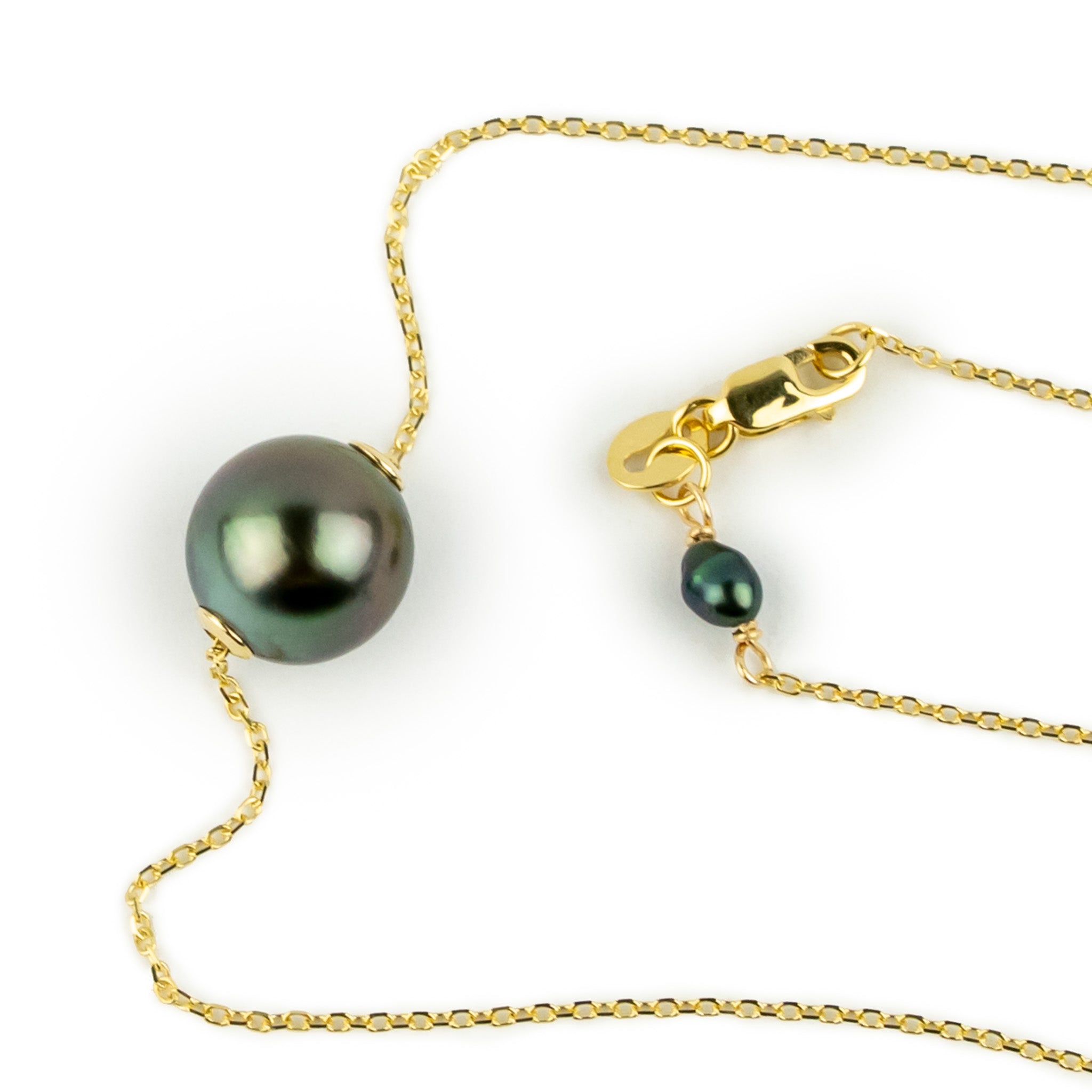 Chromatic Twilight 9.2mm Tahitian Pearl Solitaire Necklace on 14K Yellow Gold