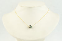 Chromatic Twilight 9.2mm Tahitian Pearl Solitaire Necklace on 14K Yellow Gold