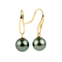 Misty Blue Green 11mm Teardrop Hook Dangles on 14K Yellow Gold