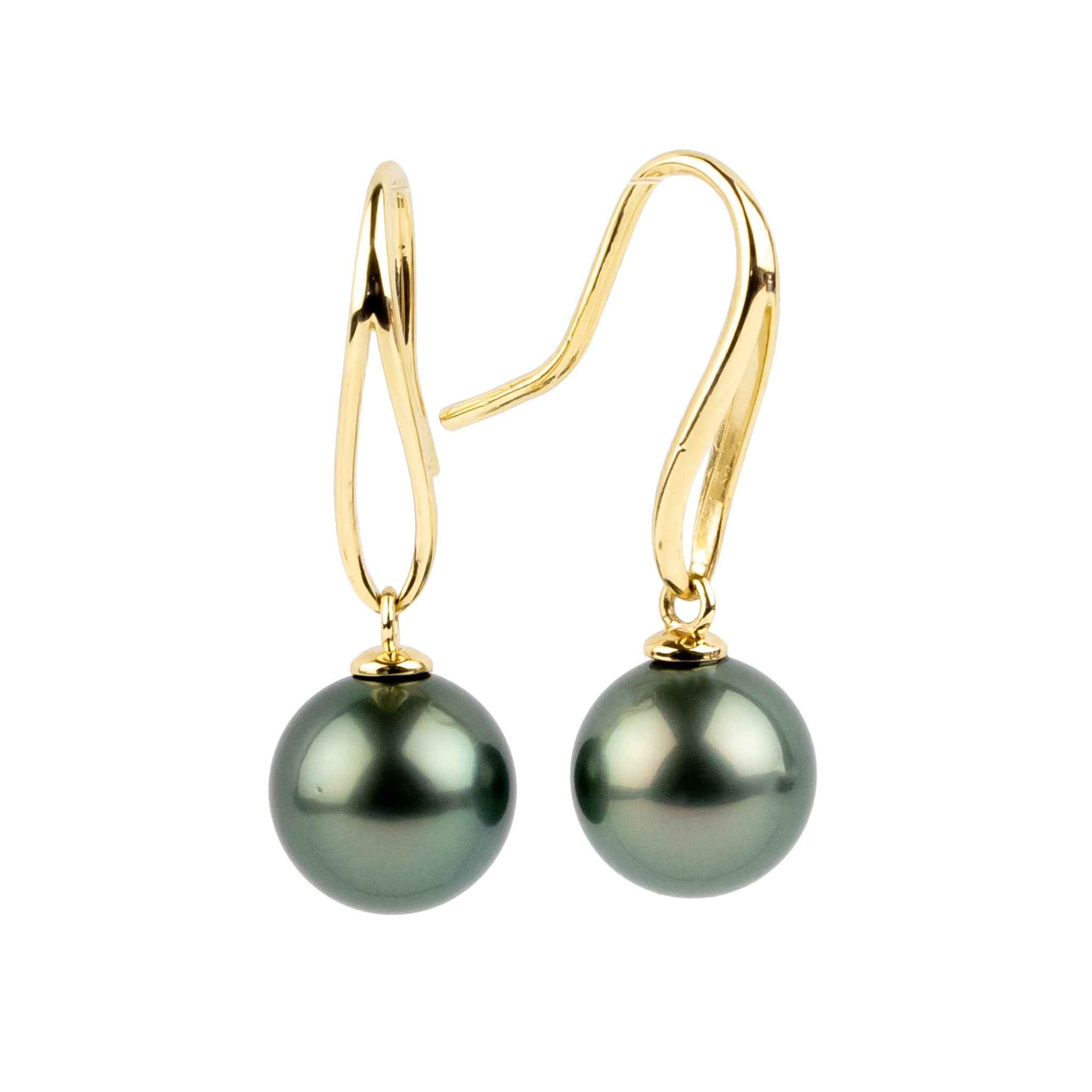 Misty Blue Green 11mm Teardrop Hook Dangles on 14K Yellow Gold