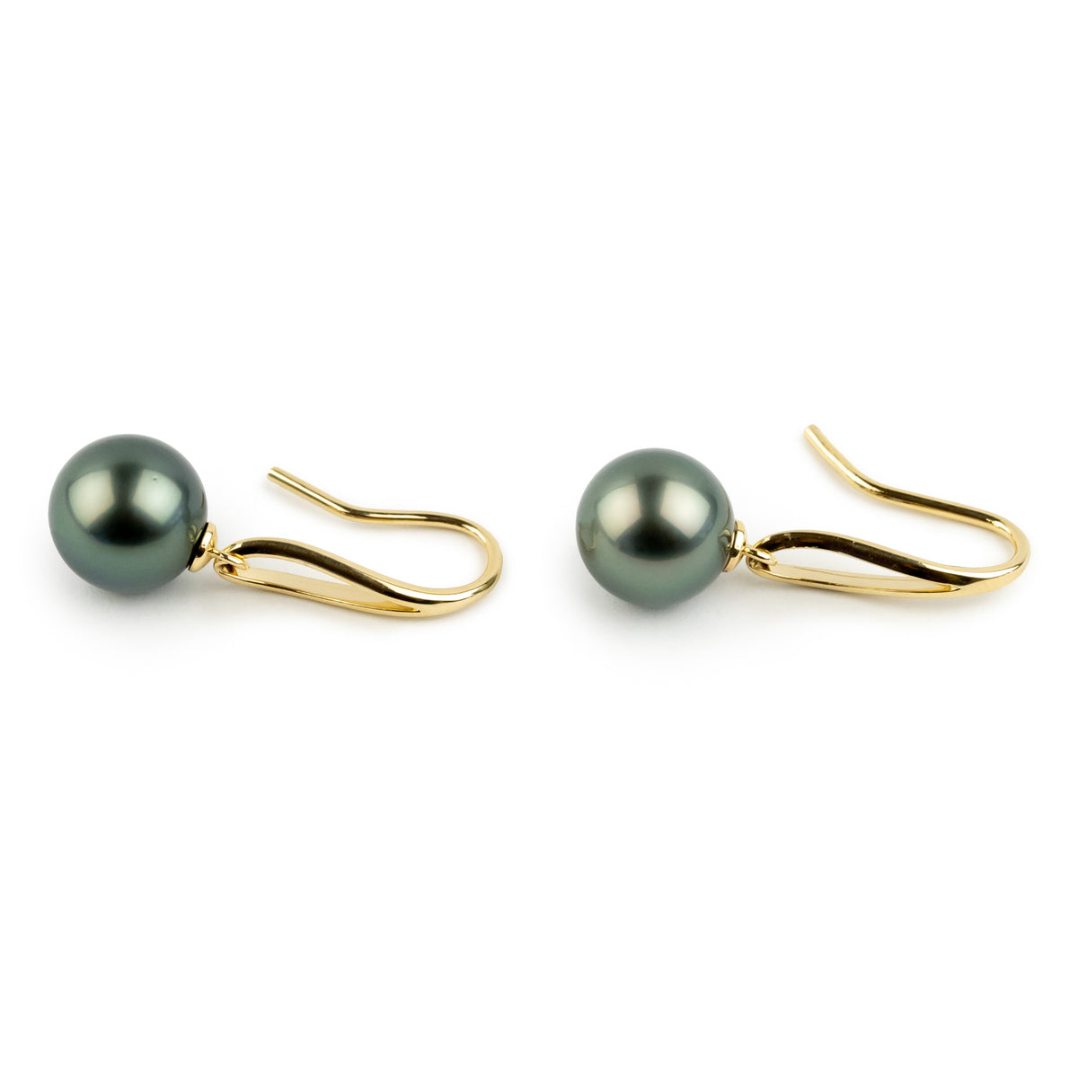 Misty Blue Green 11mm Teardrop Hook Dangles on 14K Yellow Gold
