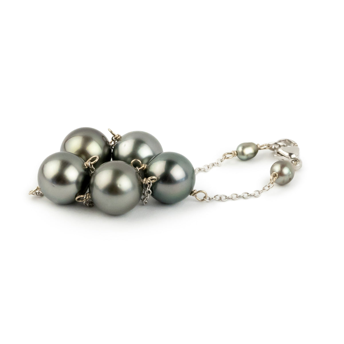 Morning Mist Tahitian Pearl Tin Cup Bracelet on 14k White Gold