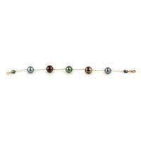 Flashy Multi-Color Tahitian Pearl Tin Cup Bracelet on 14K Yellow Gold