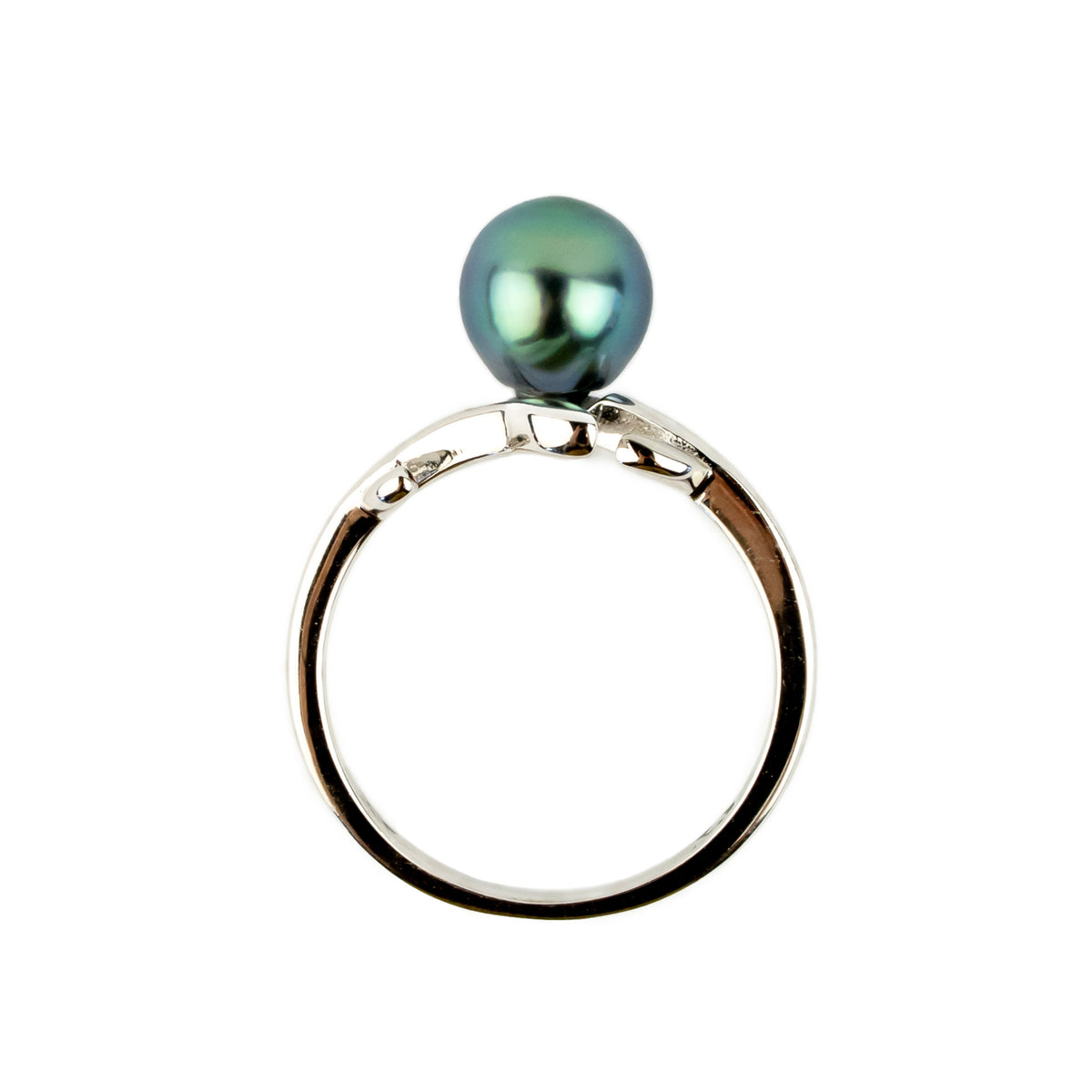 Peacock Blue Tahitian Pearl Vine Ring