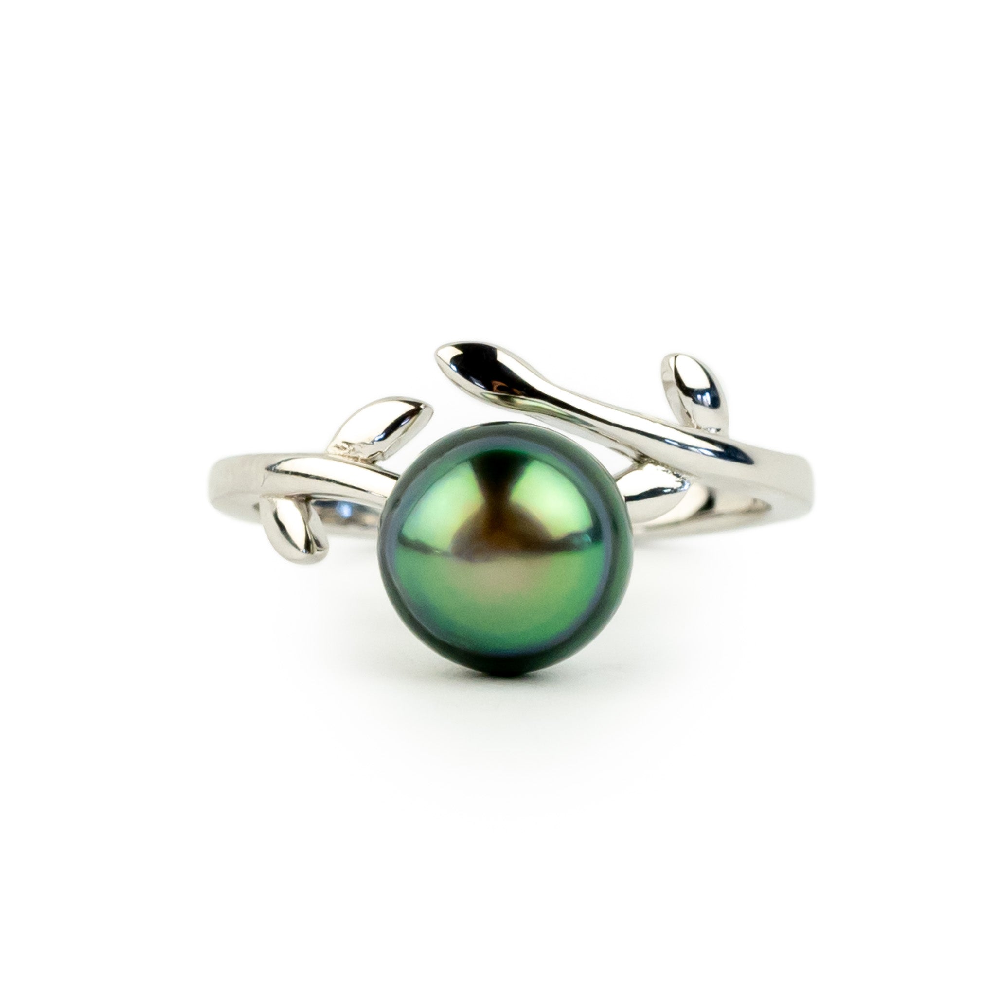 Spring Green Tahitian Pearl Vine Ring