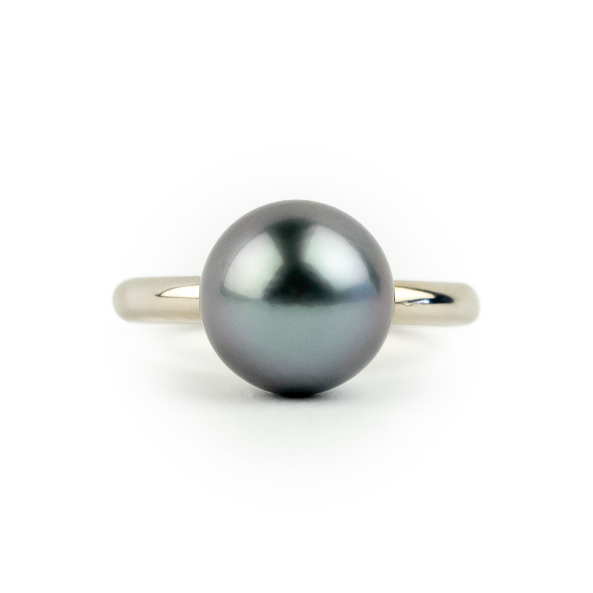 Lavender Blue 10.4mm Tahitian Pearl Ring on 14K White Gold