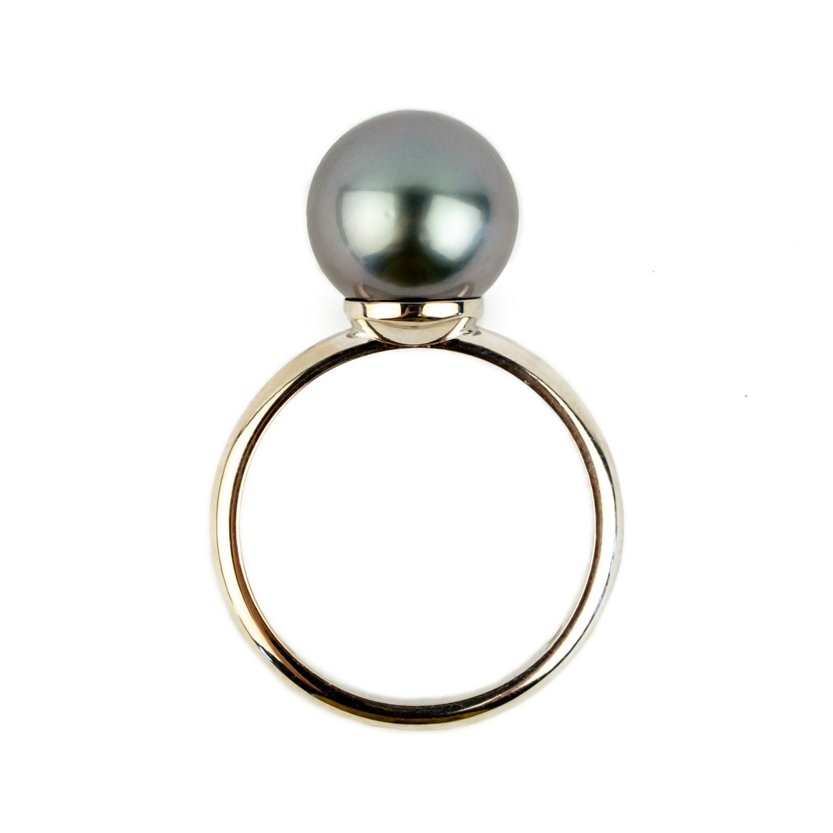 Lavender Blue 10.4mm Tahitian Pearl Ring on 14K White Gold