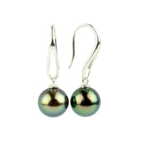 Golden Blue Green Teardrop Hook Dangles on Sterling Silver
