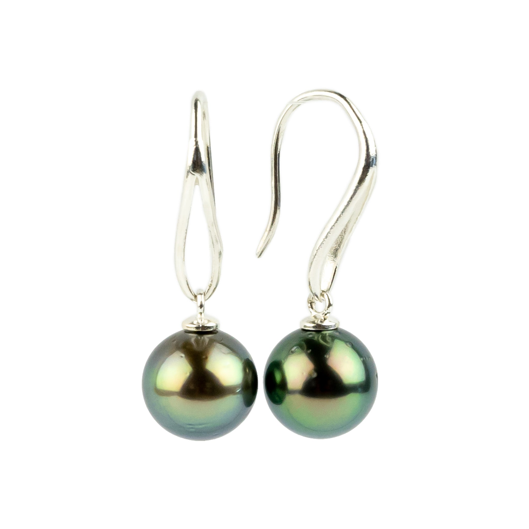 Golden Blue Green Teardrop Hook Dangles on Sterling Silver