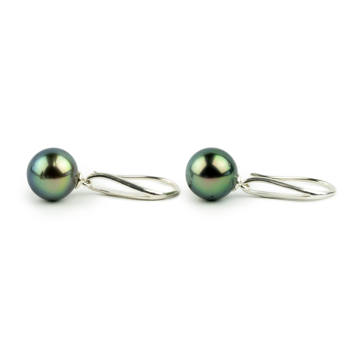 Golden Blue Green Teardrop Hook Dangles on Sterling Silver