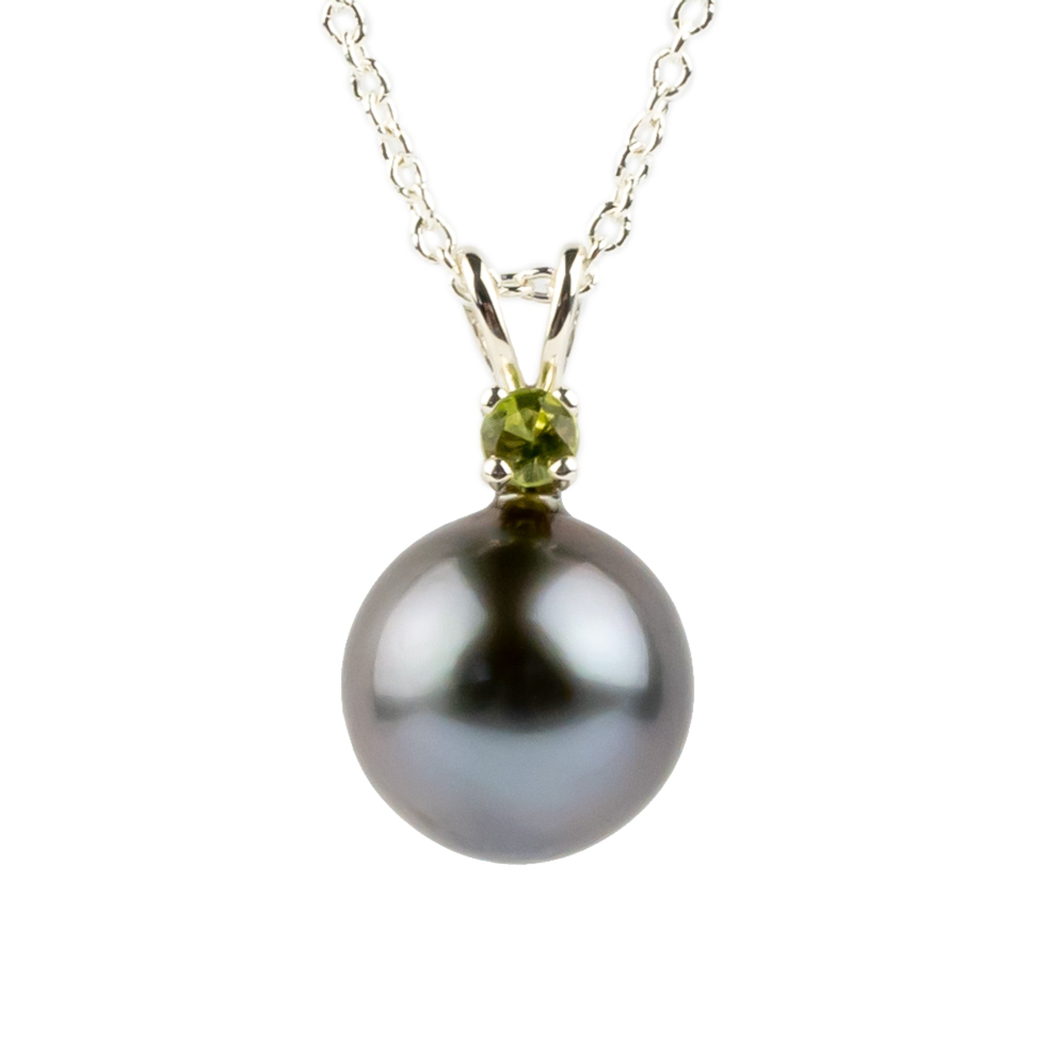 Tahitian Pearl & Peridot Misty Lavender Étoile Necklace on Sterling Silver