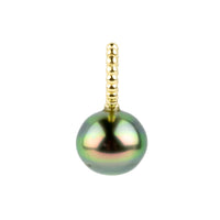 Technicolor Green 9.2mm Tahitian Pearl Pendant on 14K Yellow Gold