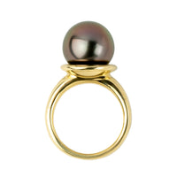 Plum Green 13mm Tahitian Pearl Rahi Ring