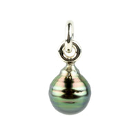 Flashy Multi-Colorful Circled 10.1mm Tahitian Pearl Rava Pendant on Sterling Silver