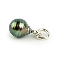 Flashy Multi-Colorful Circled 10.1mm Tahitian Pearl Rava Pendant on Sterling Silver