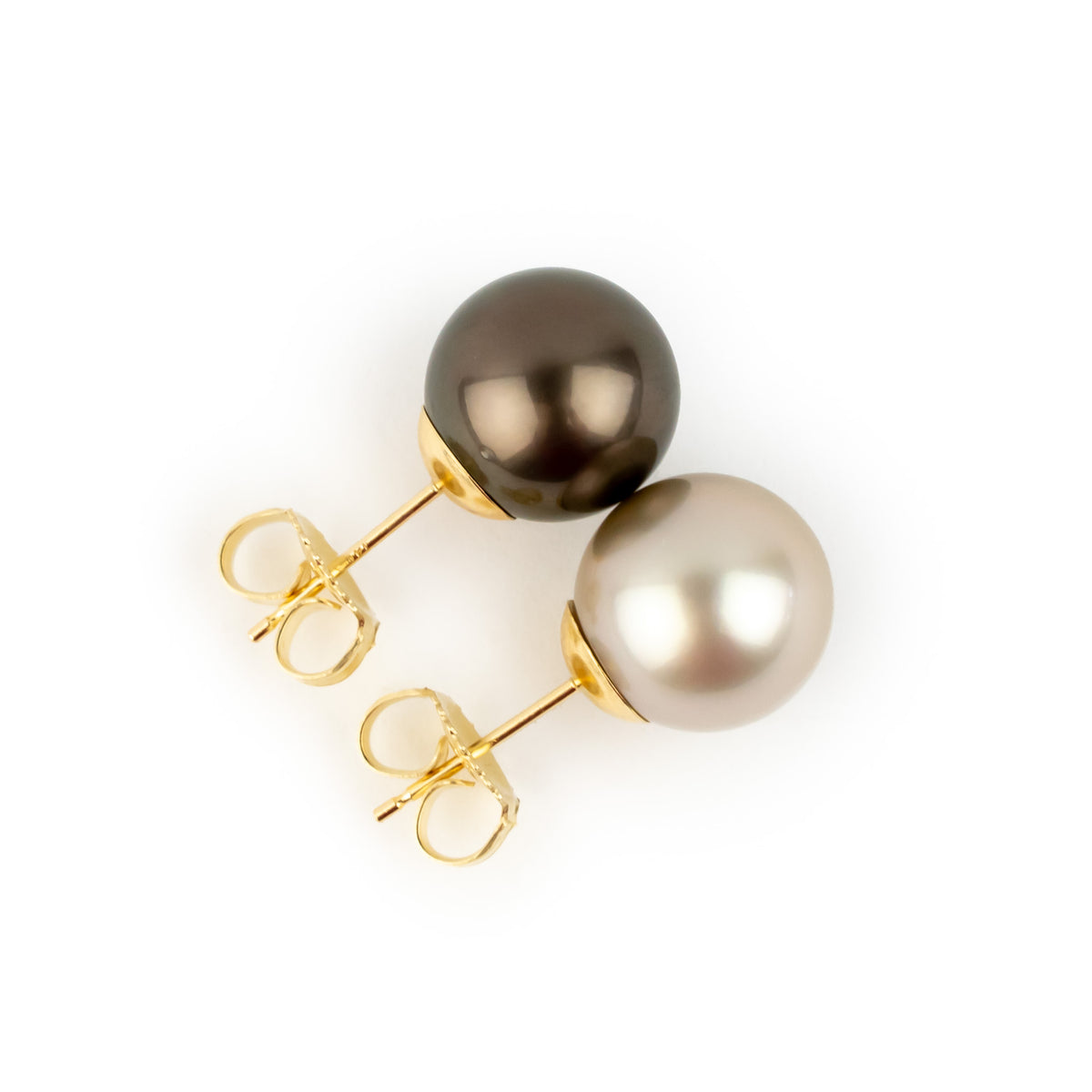 White Chocolate 10.5mm Tahitian Pearl Statement Stud Earrings