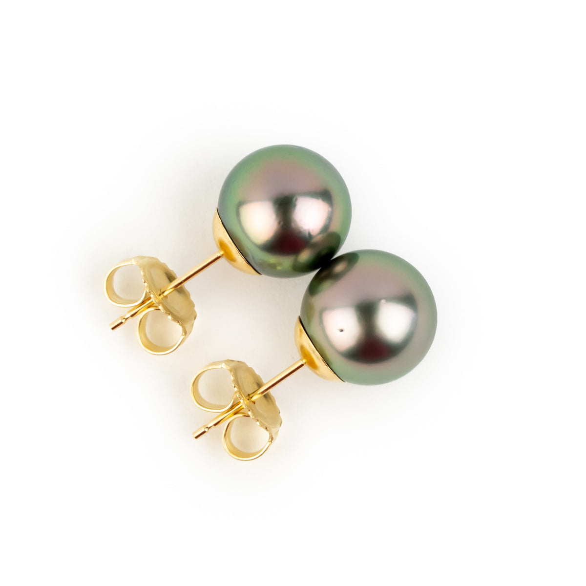 Vivid Pink Green 10.2mm Statement Pearl Stud Earrings
