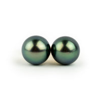 Indigo Green 9-9.8mm Tahitian Pearl Stud Earrings